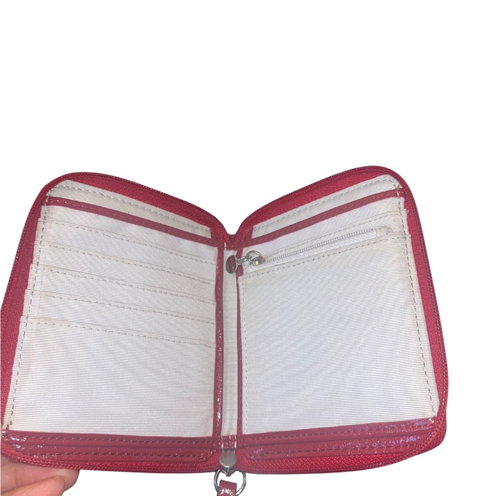 Coach Poppy Red Signature Zip Around Wallet/Wristlet - Picture 9 of 11